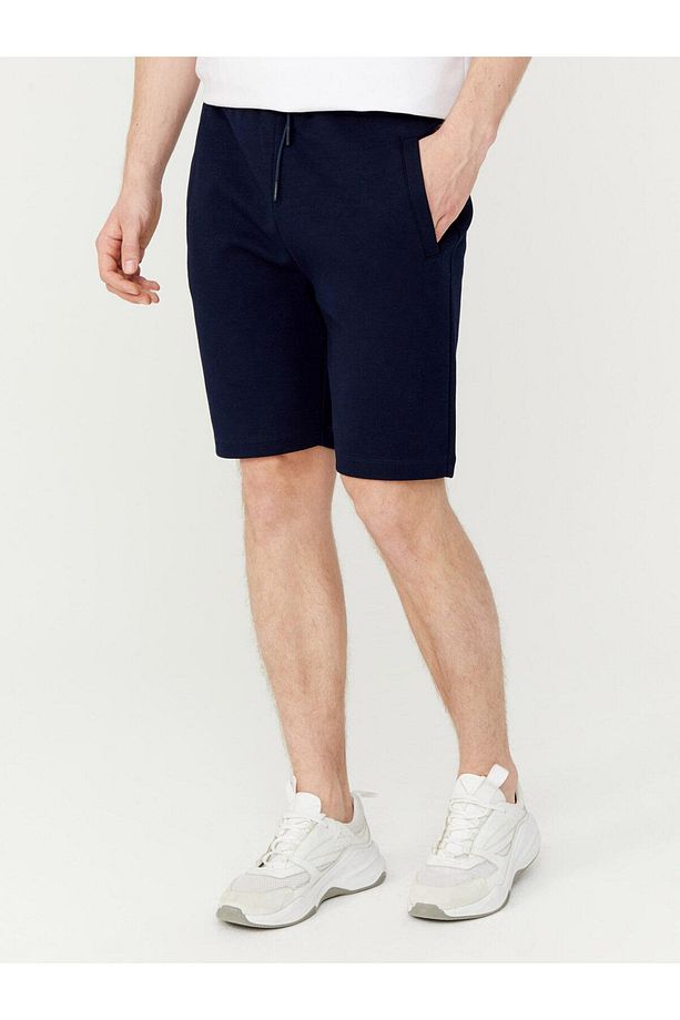 Erkek Lacivert Regular Fit Pamuklu Sweat Şort - 3