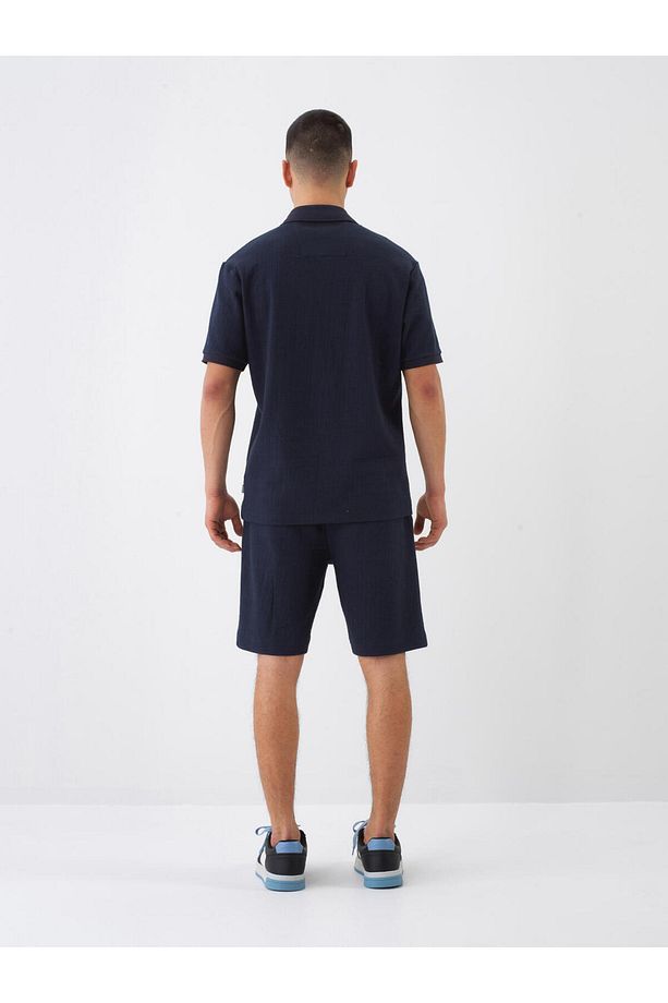 Erkek Lacivert Regular Fit Pamuklu Şort - 5