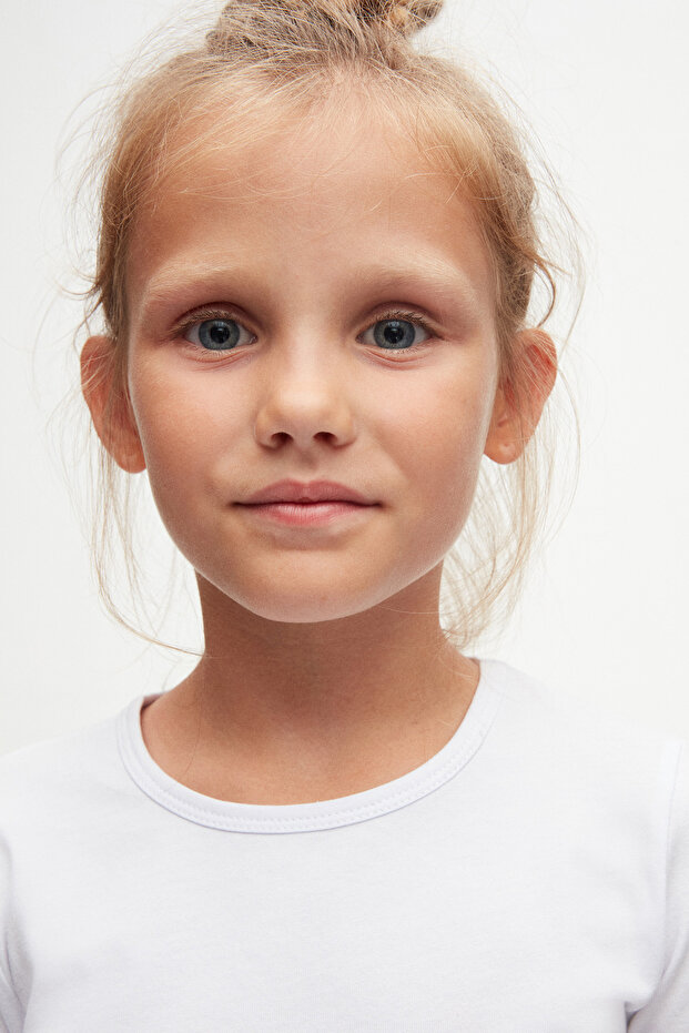 Μακρυμάνικο μπλουζάκι White Girl's Basic Basic Lycra - 3