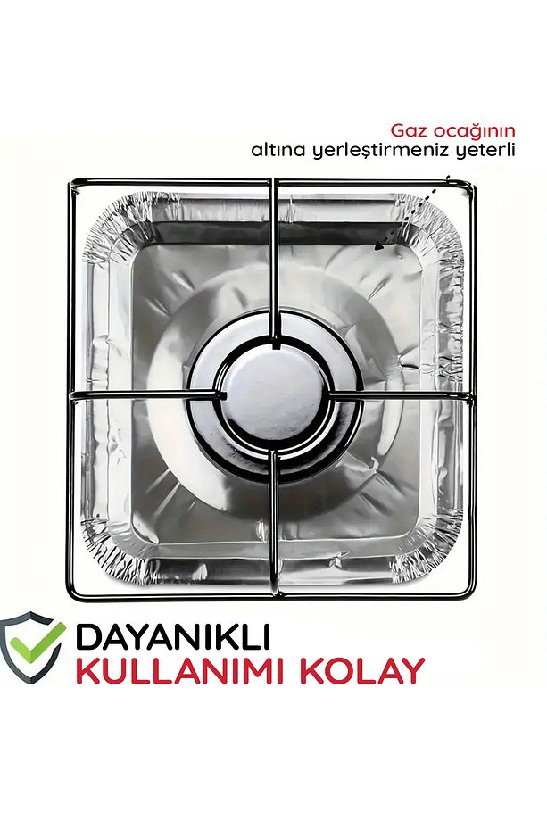 Alüminyum Folyo Ocak Üstü Leke Önleyici Yıkanabilir Isıya Dayanıklı Izgara Koruyucu Folyo 10 Adet - 9