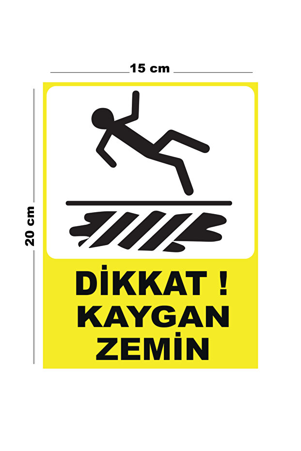 Metal Caution Slippery Floor - 3 15cm X 20cm Warning Sign Diversion Sign