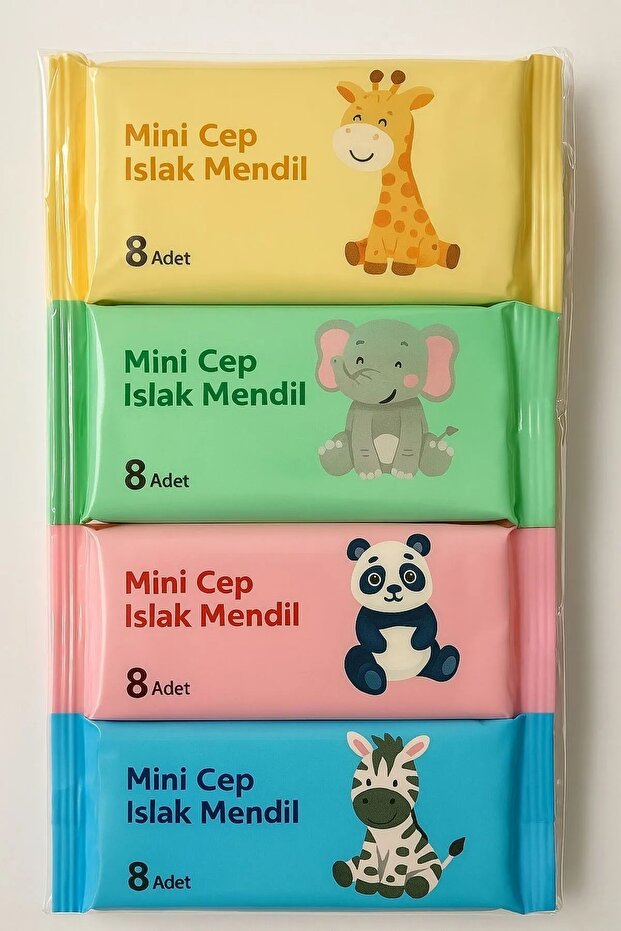 1 Adet 8 Yapraklı ( Mini Cep Islak Mendili | Pembe - - 2