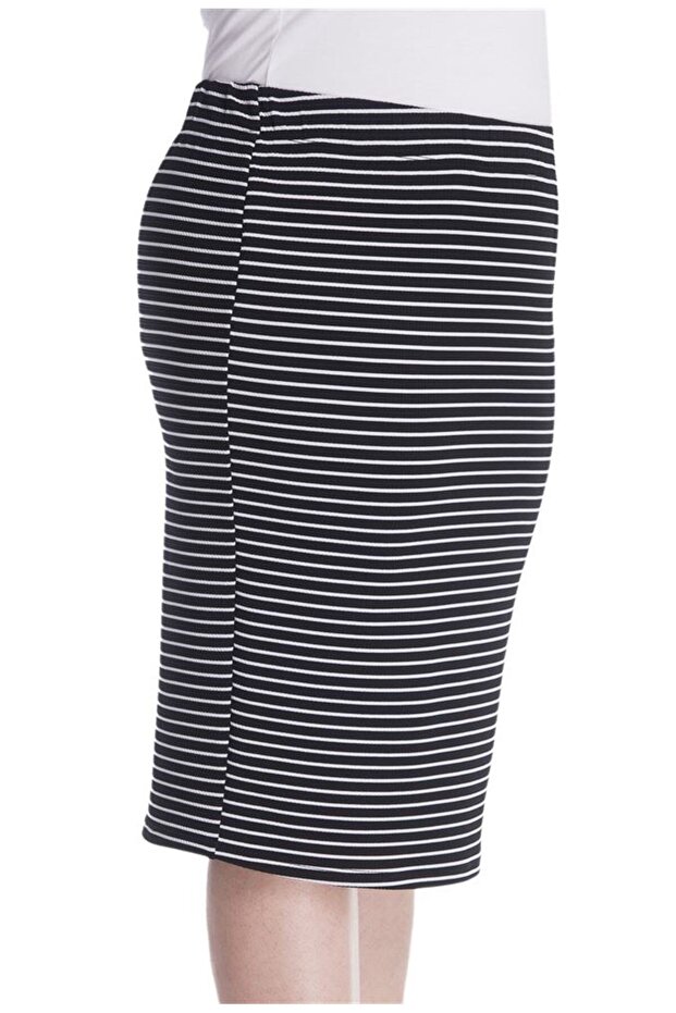 Çizgili Örme Etek - 3