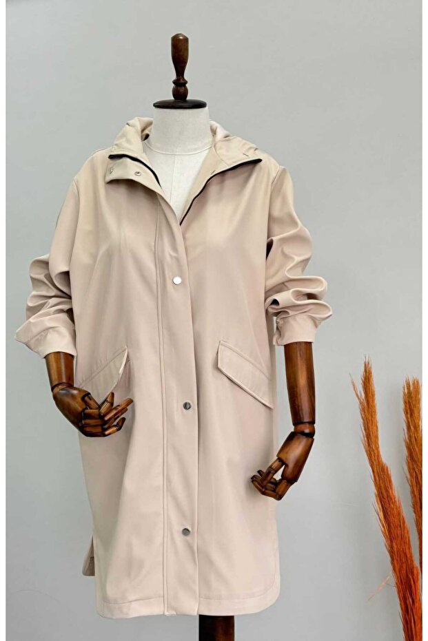 Kapüşonlu Trençkot - 1