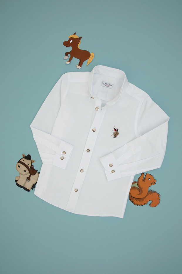 Boy's White Long Sleeve Basic Shirt 50298017-Vr013