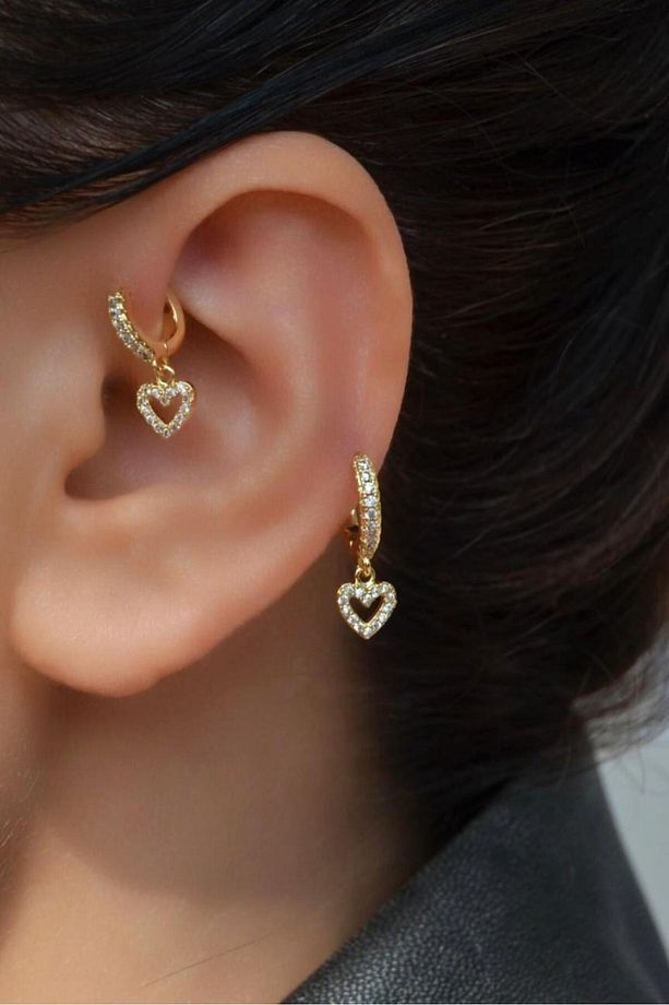 2 Adet Zirkon Kalpli Halka Piercing Tragus Helix Forward Kıkırdak Lob Daith (1 Adet 6 mm 1 Adet 8 mm - 1