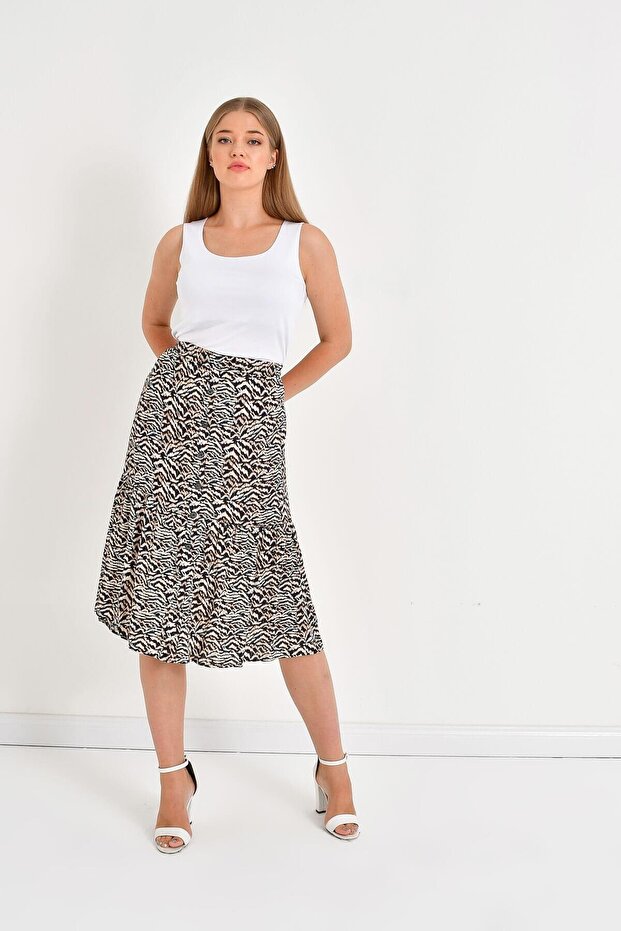 Önden Düğmeli Simli Etek - 2