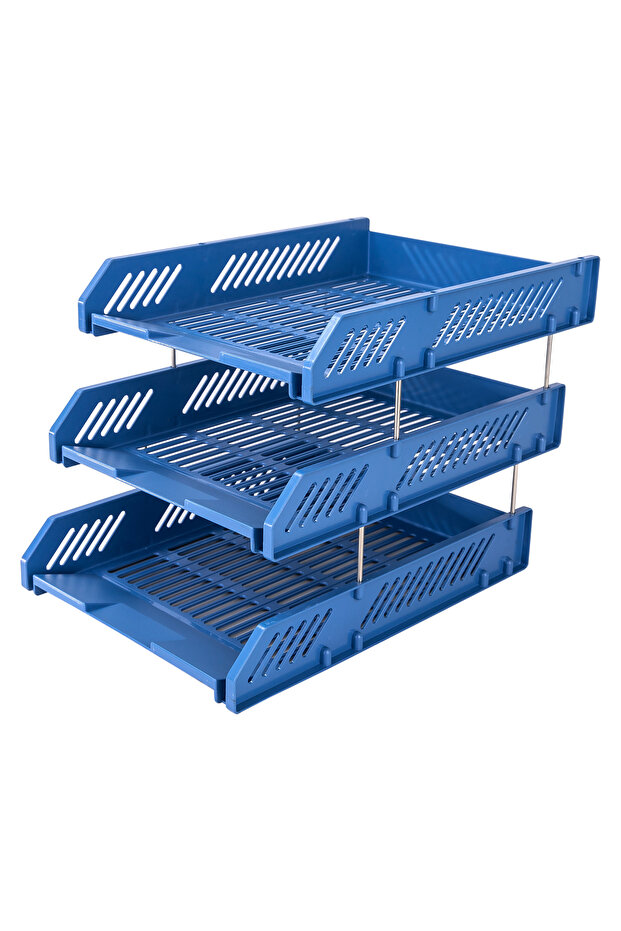Plastic Triple Document Rack Blue - 5