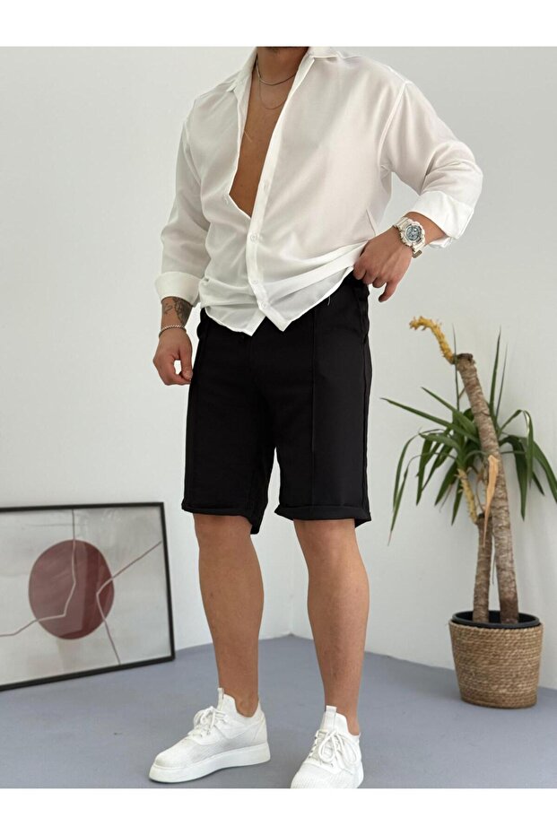 Pánské plátěné šortky s elastickým pasem Kp - 3