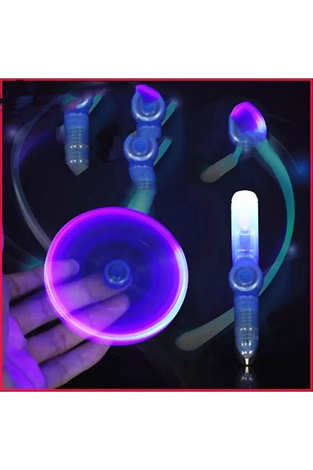 LED Işıklı Stres Giderici Fidget Spinner Kalem - 3'ü 1 Arada Tükenmez Kalem, Dönen Oyuncak - 6