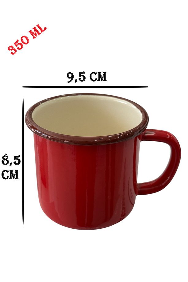 Ebru Metal Emaye 350 ml Kulplu Çay Ve Su Bardağı 2'li - 3