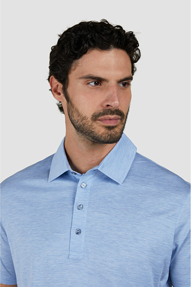 قميص بولو من القطن والحرير بأزرار - 3