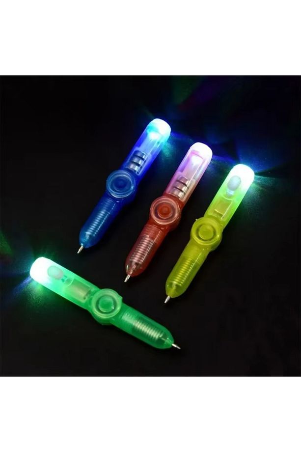 LED Işıklı Stres Giderici Fidget Spinner Kalem - 3'ü 1 Arada Tükenmez Kalem, Dönen Oyuncak - 9