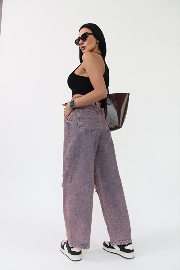 JEAN SKATER FIT ROȘU RUPIT - 5