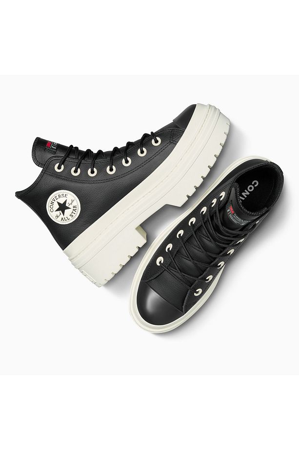 Chuck Taylor All Star Lugged Heel Unisex Siyah Deri Platform Bot - 8