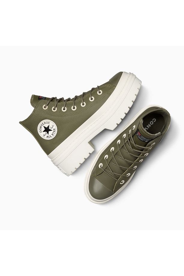 Chuck Taylor All Star Lugged Heel Unisex Yeşil Deri Platform Bot - 8
