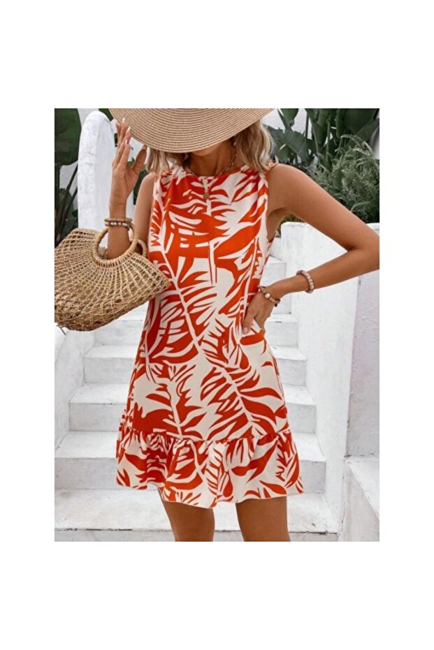 Rochie Sofia cu mâneci zero, cu decolteu, cu volane - 4