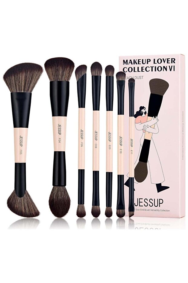 Makeup Brushes Set 14-in-7 Double Sided Makeup Brushes for Foundation Concealer Blush T600
