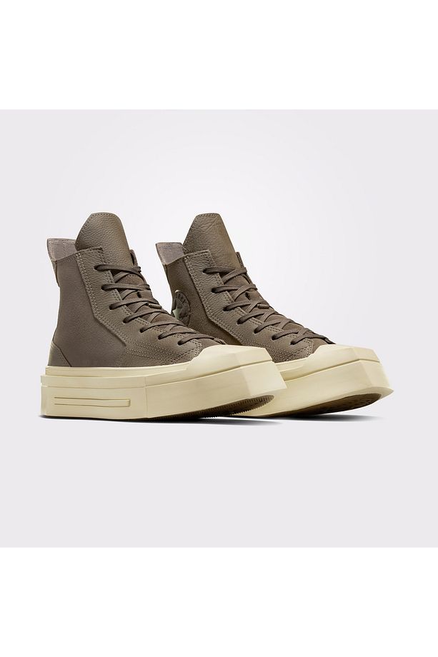 Chuck 70 De Luxe Squared Unisex Haki Deri Platform Sneaker - 2
