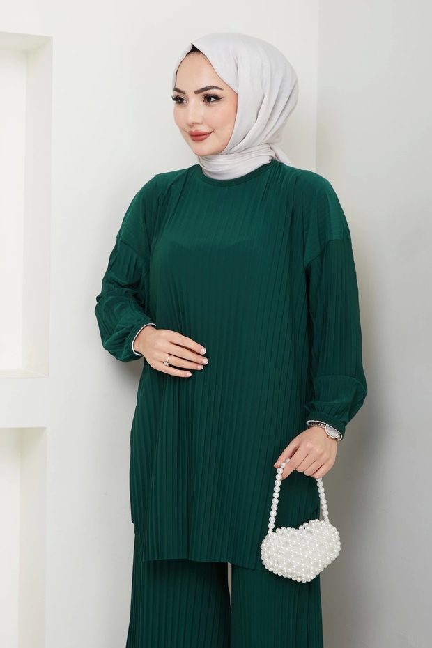 Sandy Pleated Trousers Double Suit Emerald - 3