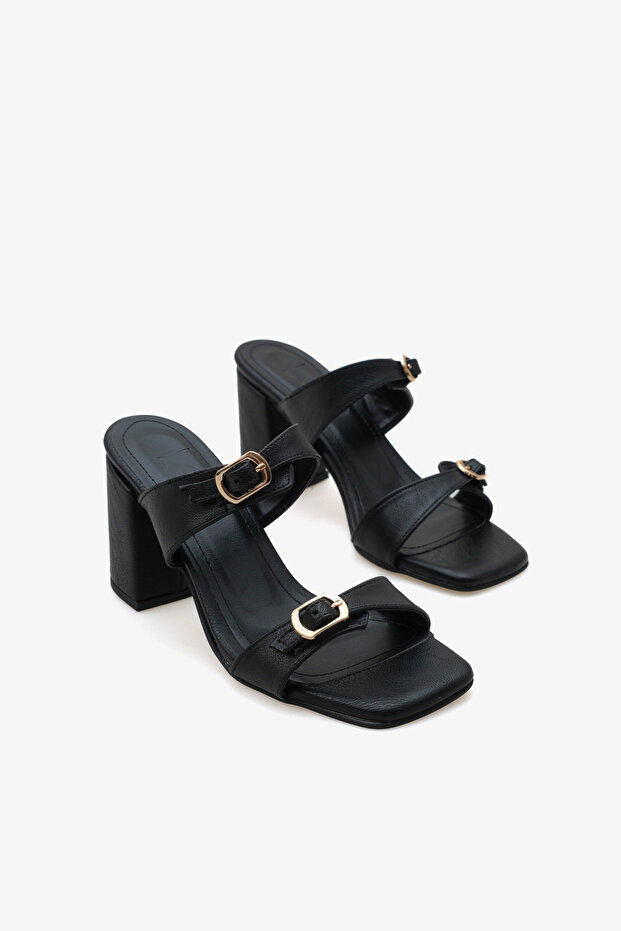 Women's Heeled Double Strap Daily Slippers Saiye