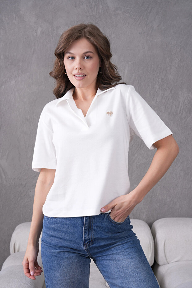 Aksesuar Detaylı Basic T-Shirt - 4