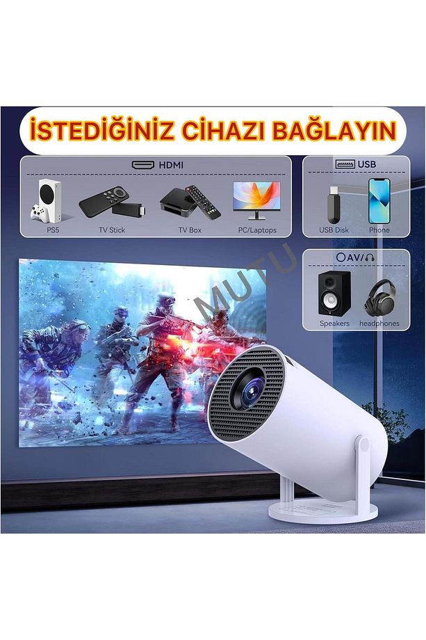 Taşınabilir Projeksiyon SonVersiyon Android Bluetooth Wifi Akıllı Sinema Projektör 1280*720P - 7