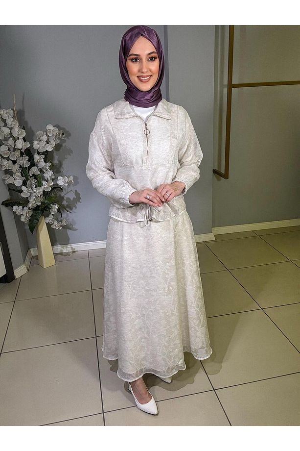 Premium By Moodbasic DESENLİ ORGANZE KETEN ETEKLİ TAKIM - 3