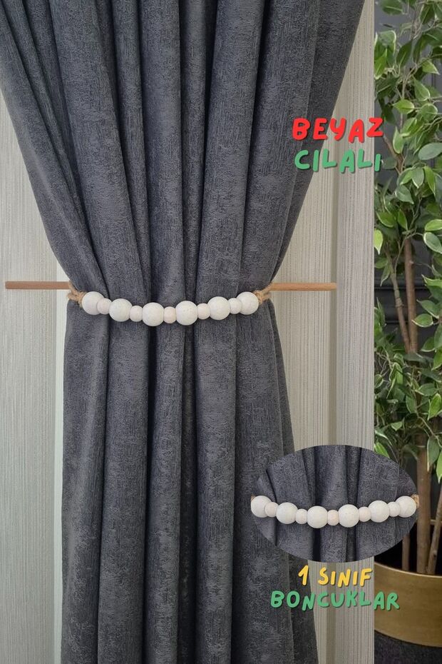 Polished Wood Bohemian Style Curtain Holder, Background Curtain Ornament 1 Piece