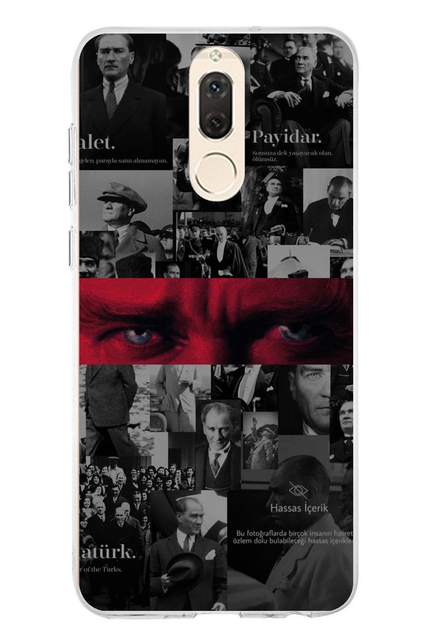 جراب سيليكون شفاف بتصميم عيون أتاتورك متوافق مع هاتف Huawei Mate 10 Lite