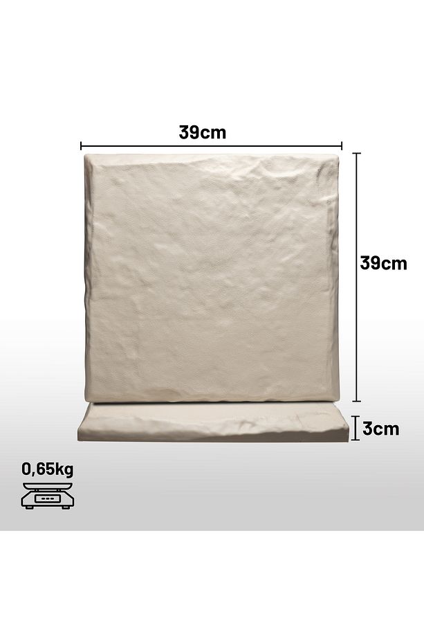 Dekoratif Bahçe Basamak Taşı, 4lü Paket, Bahçe Adım Taşı, 39cm X 39cm, Krem - 5