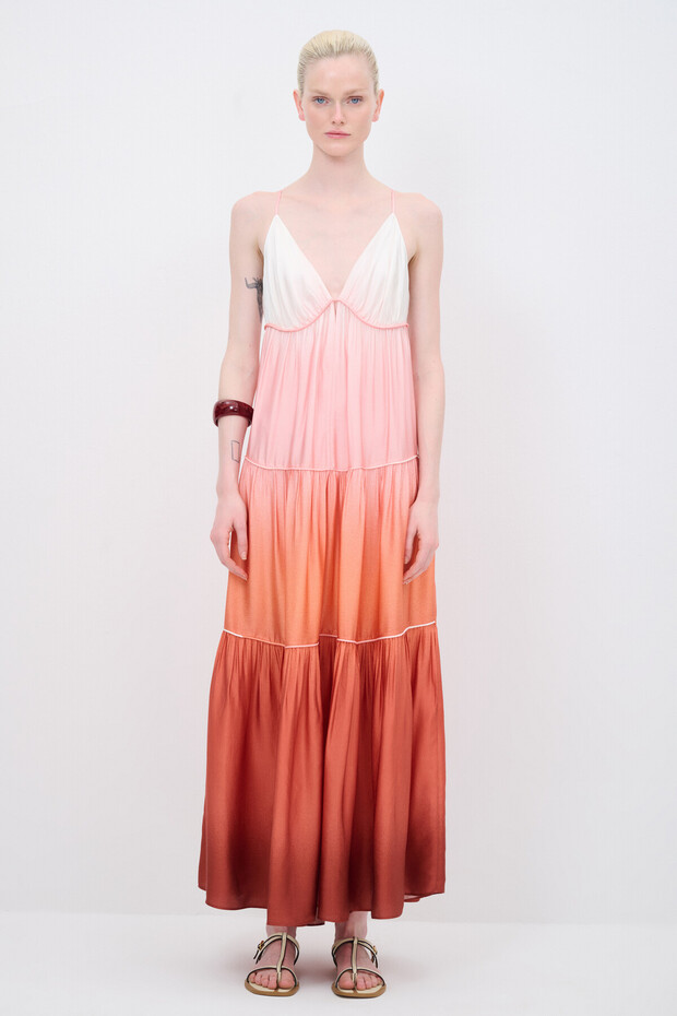 V Yaka Uzun Elbise - 4