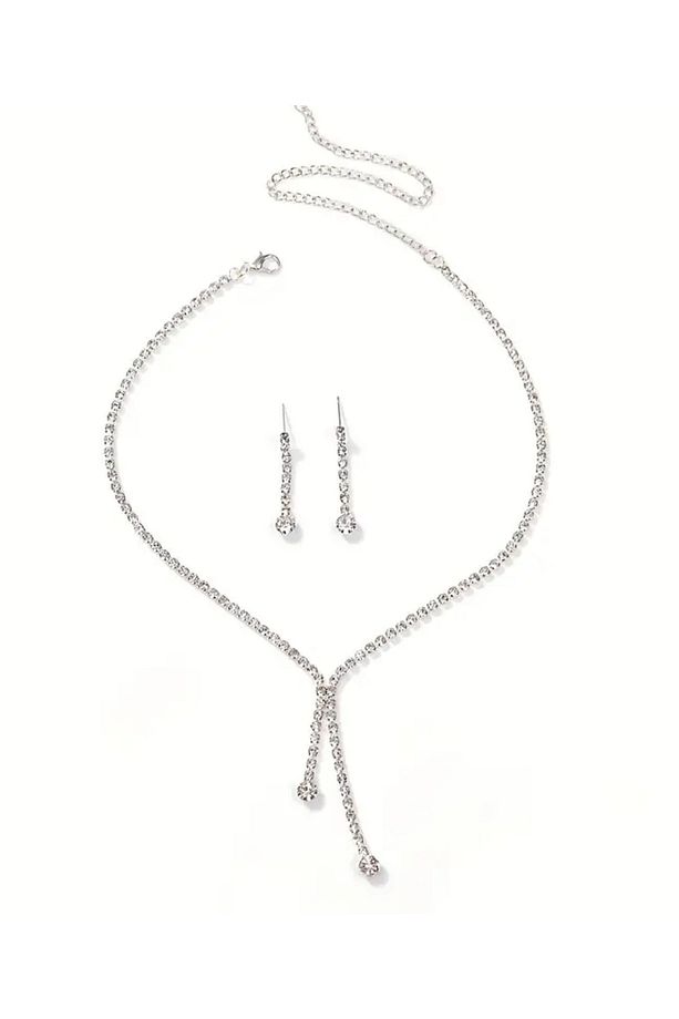 Kolye küpe set ucu tek taşlı - 4