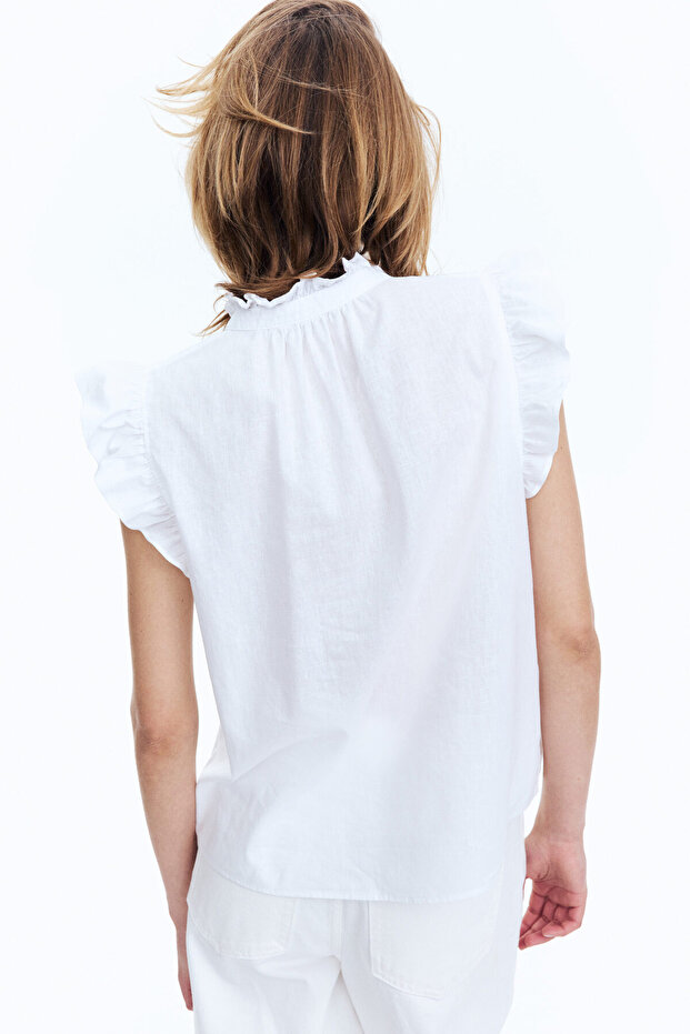 Keten Karışımlı Bluz - 4