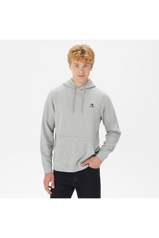 Go-to Embroidered Star Chevron Unisex Gri Hoodie - 1