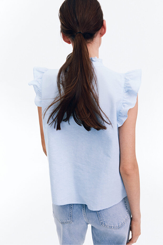 Keten Karışımlı Bluz - 4