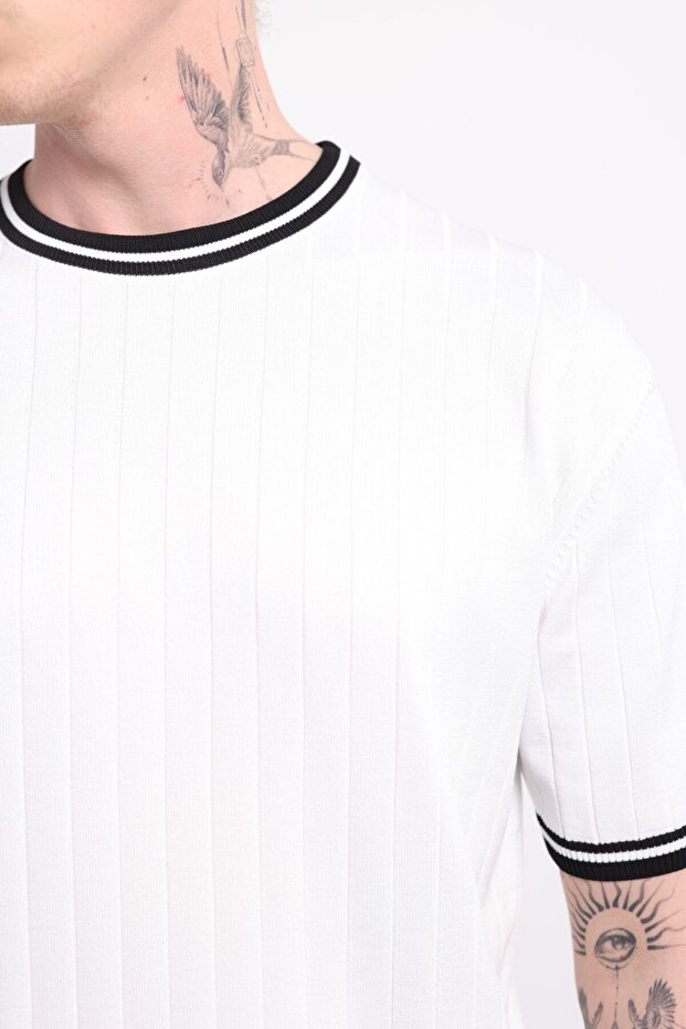 Yaka Kol Detay Oversize Triko Tshirt - 4