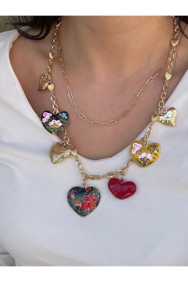 İkili Marka Model Kalp Kolye - 1