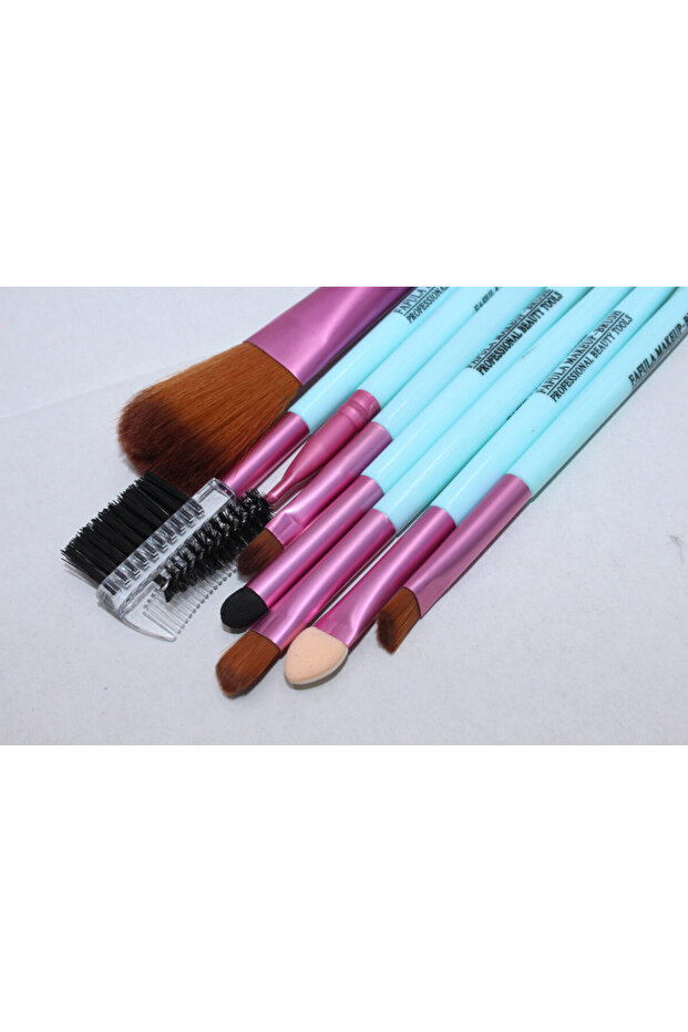 Makeup Brush Set, Makeup, 8 brushes, turquoise - 4