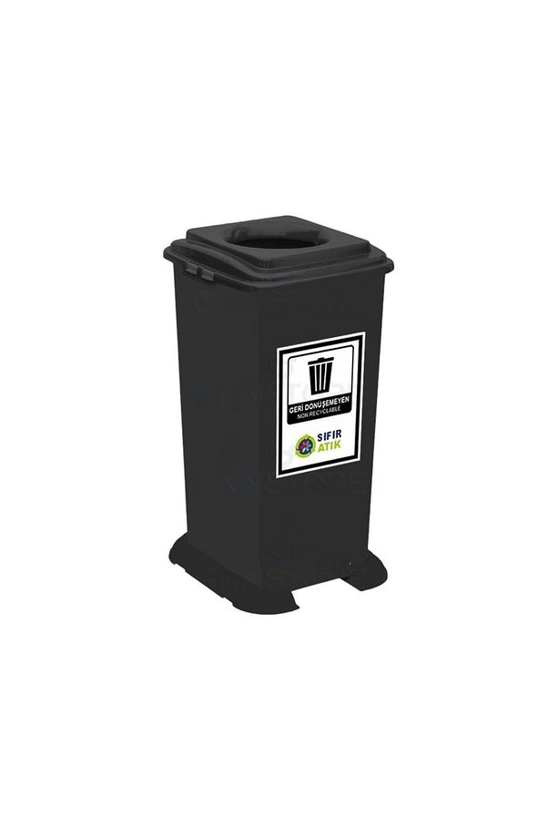 70 Litre Plastik Lüx Geri Dönüşüm Kutusu Geri Dönüşüm Kovası / Sıfır Atık Kutusu A Kalite Siyah - 1