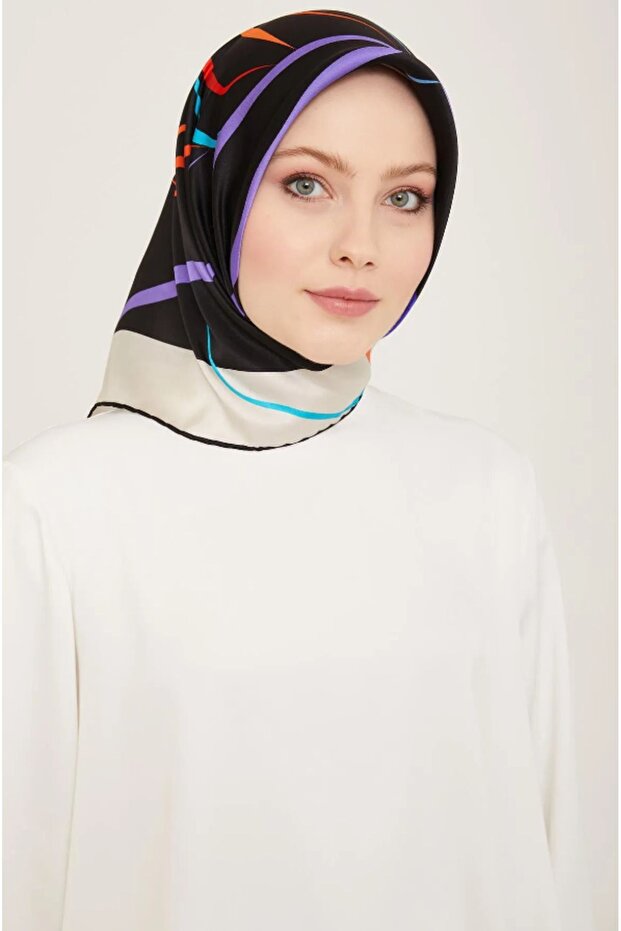Silk Scarf 9115 (t)- Spring Summer- Twill Silk 9115-01 Black