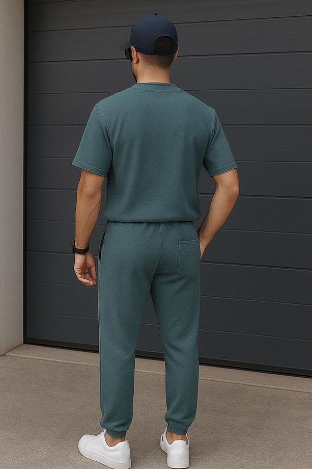 Regular Kalıp 2'li Set Relax Comfort Fit Şardonsuz Tshirt Jogger Eşofman Takımı - 3