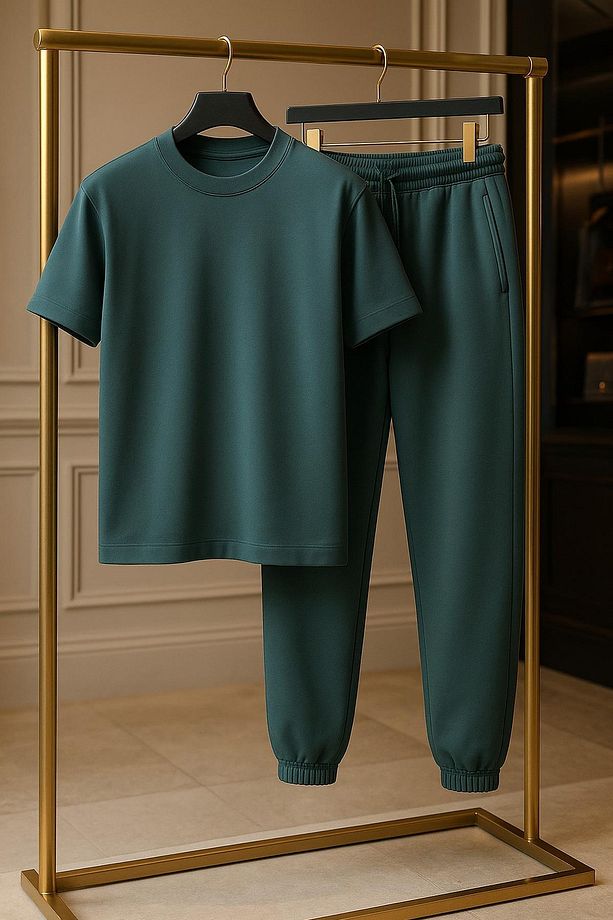 Regular Kalıp 2'li Set Relax Comfort Fit Şardonsuz Tshirt Jogger Eşofman Takımı - 4