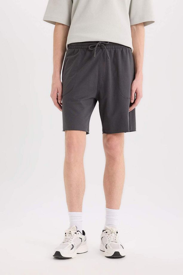 %100 Pamuk Slim Fit Dar Kesim Dar Paça Cepli Basic Düz Şort B8673ax25sm - 1