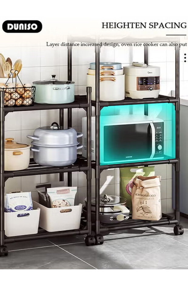 Duniso 5-tier Storage Rack, Stable Kitchen Shelf Organizer With Wheels, Food Storage Unit - 1