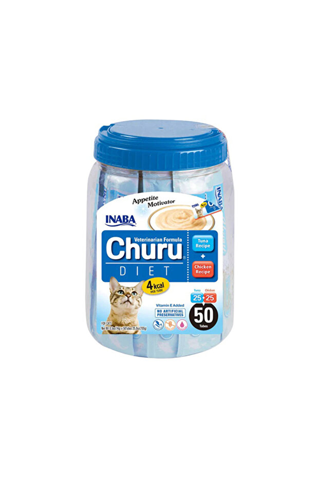 Inaba Veterinarian Formula Churu Diet Tuna and Chicken Lickable Cat Treats - 14g x 50 Pcs