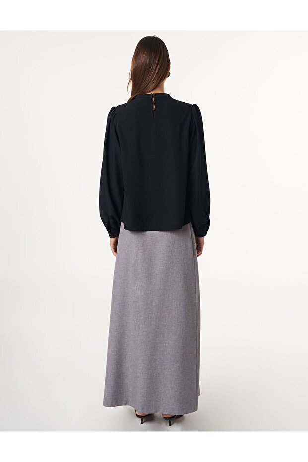 Hakim Yaka Basic Bluz Siyah - 4