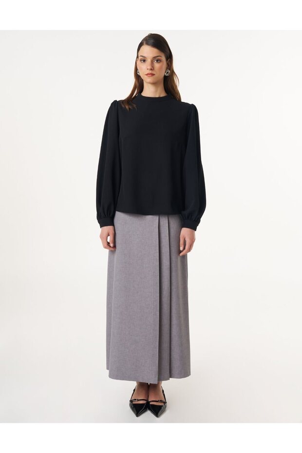 Hakim Yaka Basic Bluz Siyah - 3