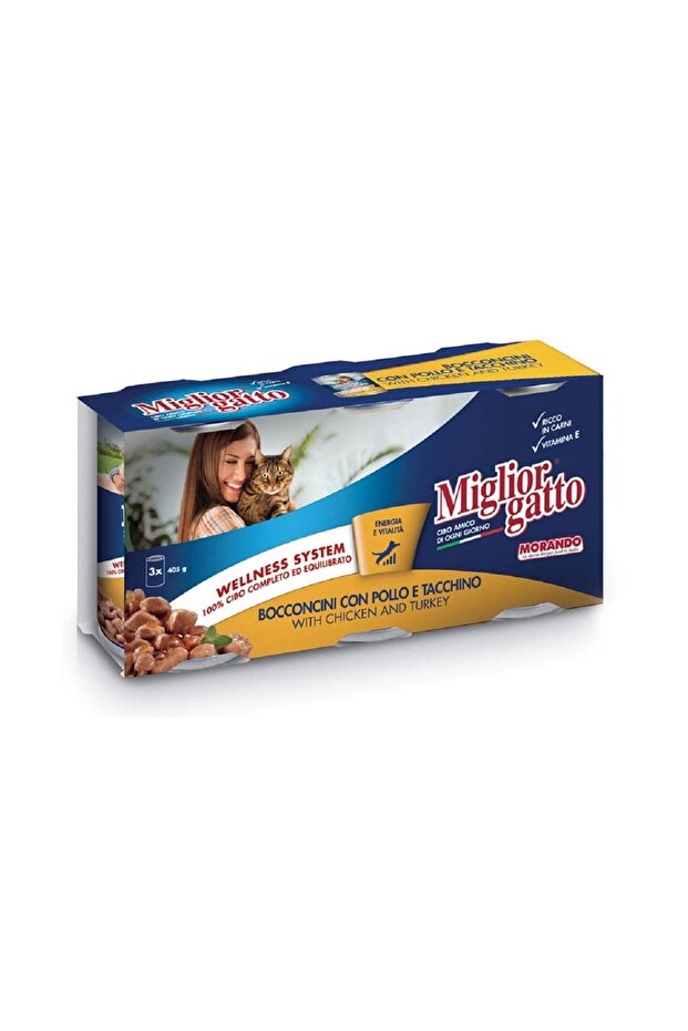 Miglior Chunks with Chicken & Turkey Wet Cat Food - 3 x 405g Multipack
