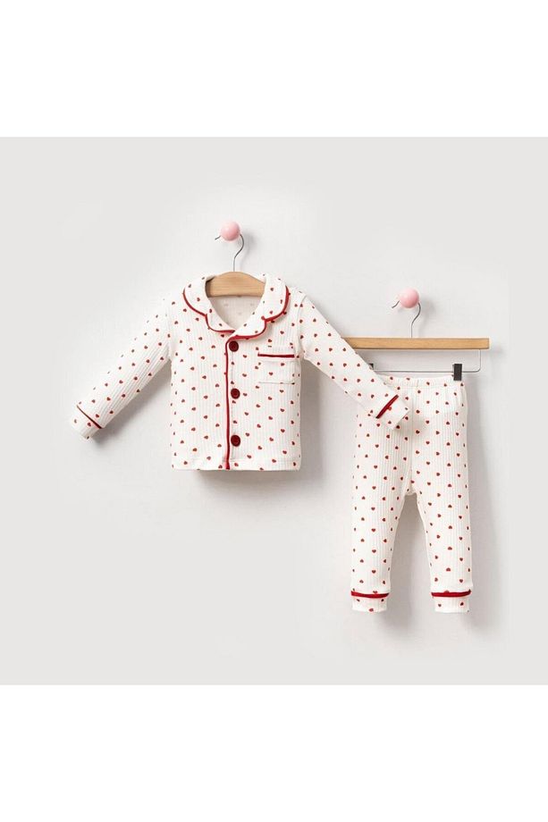 Kalp Baskılı Kız Bebek Pijama Takımı - 3